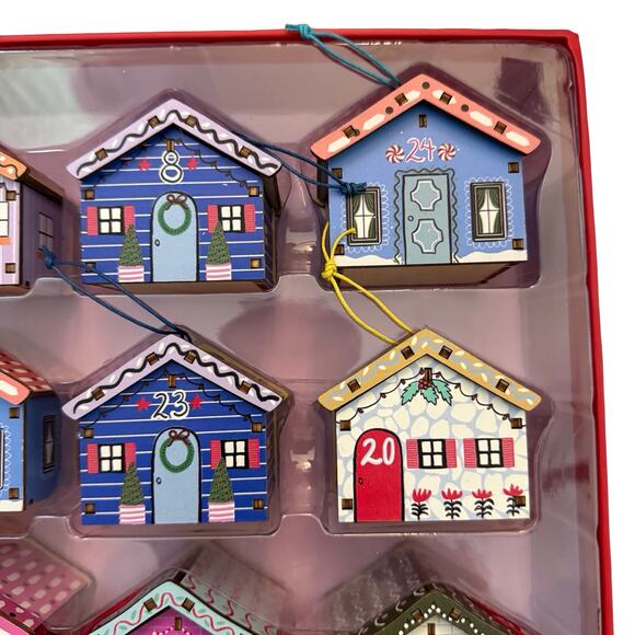 Anthropologie Winter Village Wooden Advent Calendar Ornaments Set of 24 in Box - Picture 14 of 14